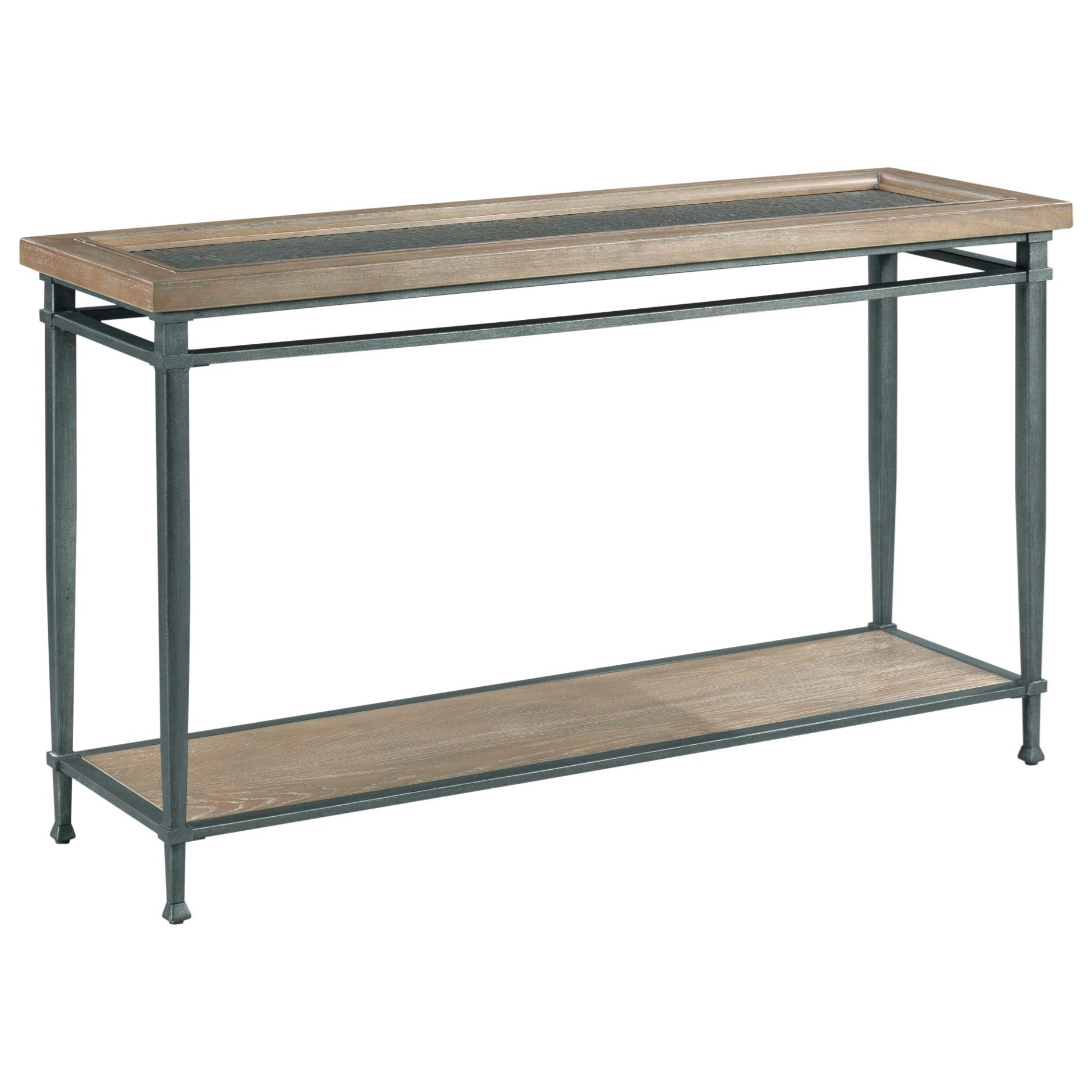 Hammary Austin Transitional Sofa Table with Hammered Metal Top Sheely